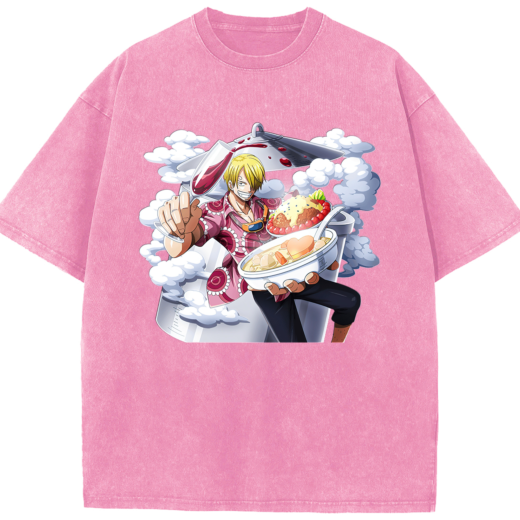 （画像用） ワンピース サンジ ONE PIECE Sanji 綿100% ヴィンテージ風 半袖Tシャツ（フロントプリント）